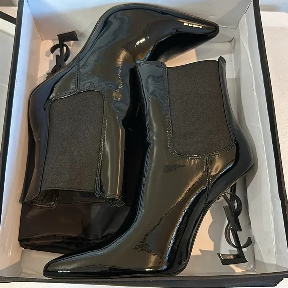 Women’s YSL Saint Laurent Opyum 110 Patent Leather Booties - Size 8 - Picture 7 of 8